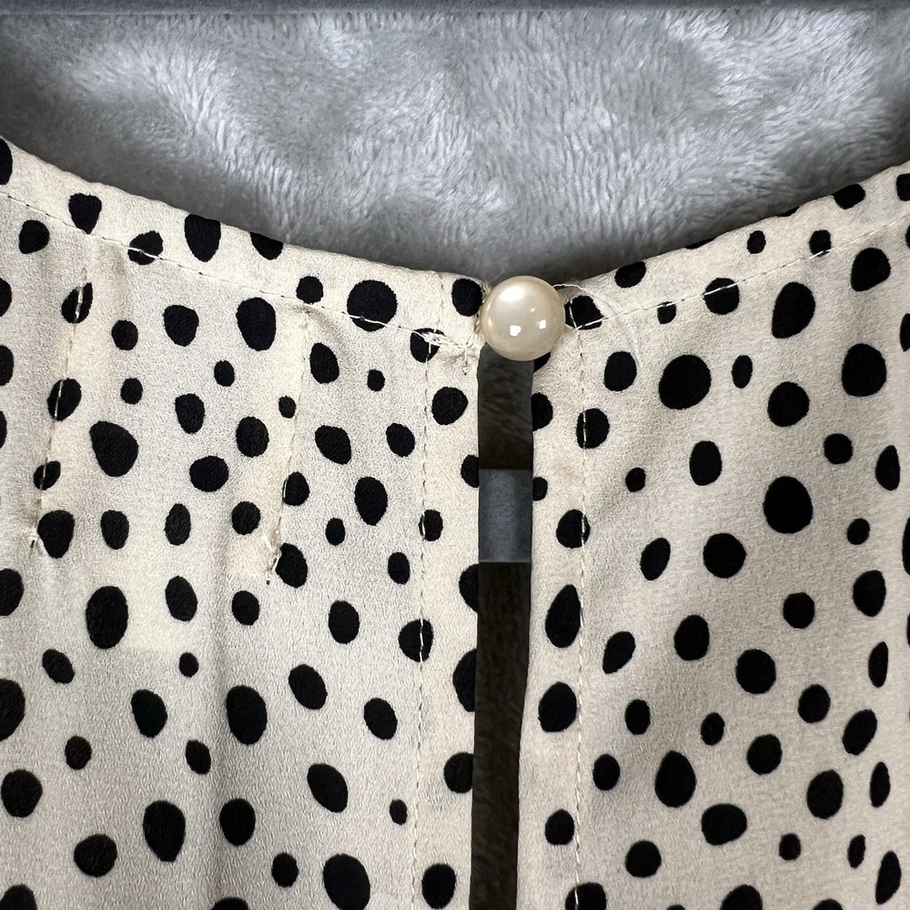 FRANCESCA'S Blue Rain Dane Spotted Front Tie Mini Godet Hemline Size Large NWT - Picture 8 of 16